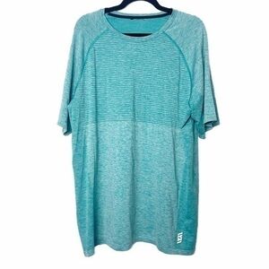 Second Skin T Shirt Mens Large Teal Short Sleeve Crew Neck Athletic Gym Tee